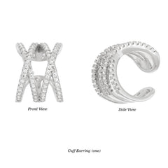 Sterling Silver CZ Double X Ear Clip