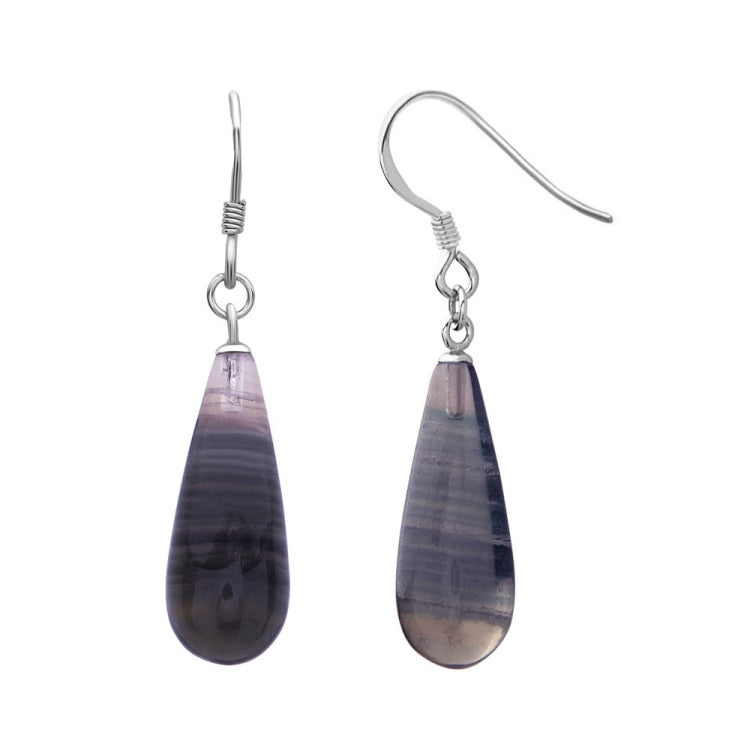 Sterling Silver Green Yellow Fluorite Teardrop Earrings
