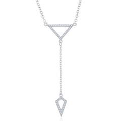 Sterling Silver  CZ Open Triangle with Y Design and Hanging CZ Open Triangle Necklac