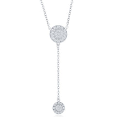 Sterling Silver  CZ Circle with Y Design and Hanging CZ Circle Necklace