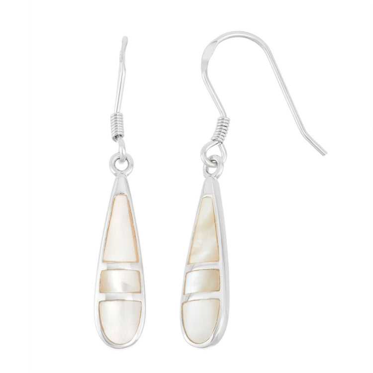 Sterling Silver White MOP Teardrop Earrings