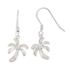 Sterling Silver White MOP Palm Tree Earrings