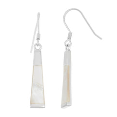 Sterling Silver White MOP Long Thin Earrings