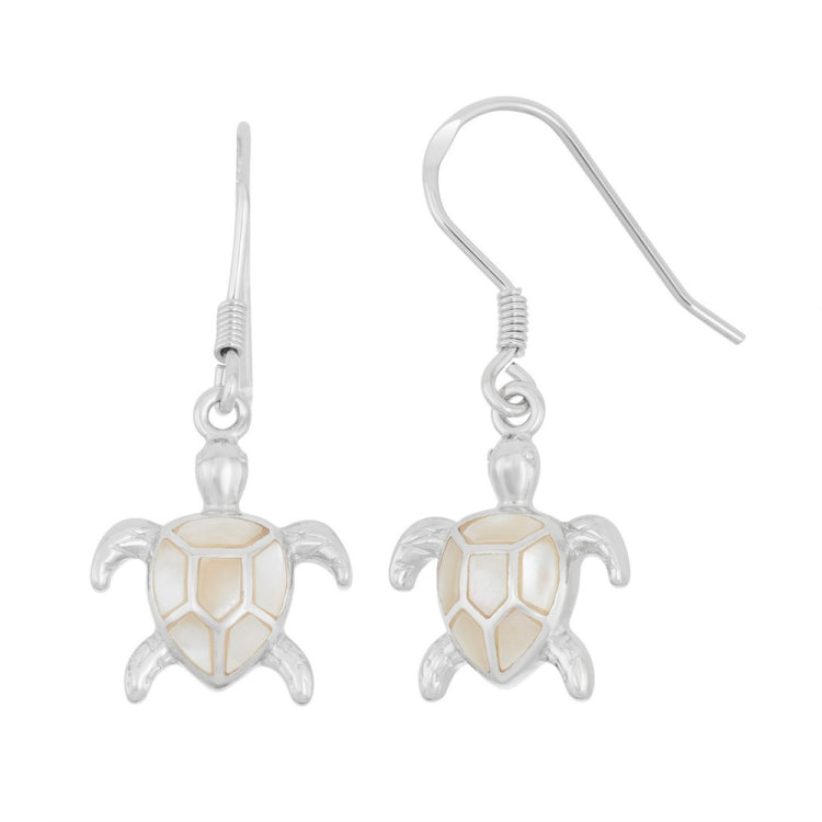 Sterling Silver White MOP Turtle Earrings