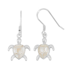 Sterling Silver White MOP Turtle Earrings