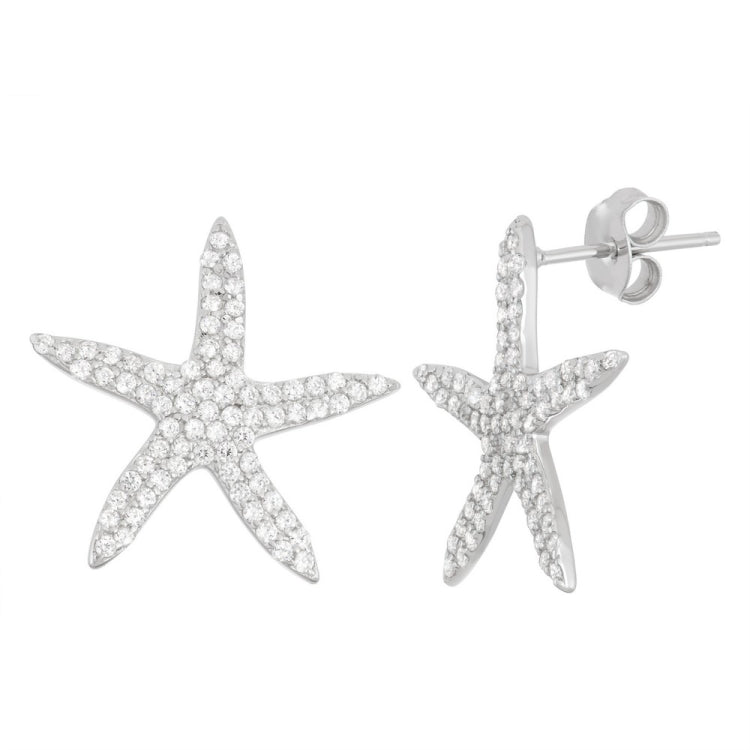 Sterling Silver CZ Starfish Earrings