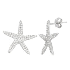 Sterling Silver CZ Starfish Earrings