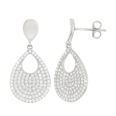 Sterling Silver Open Teardrop with CZ Earrings