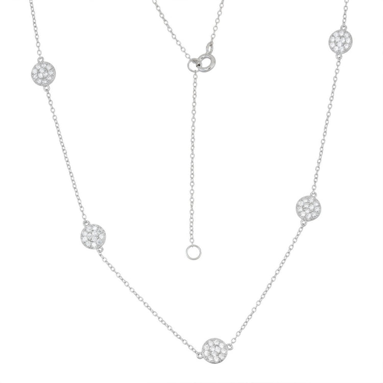 Sterling Silver Small CZ Discs Necklace