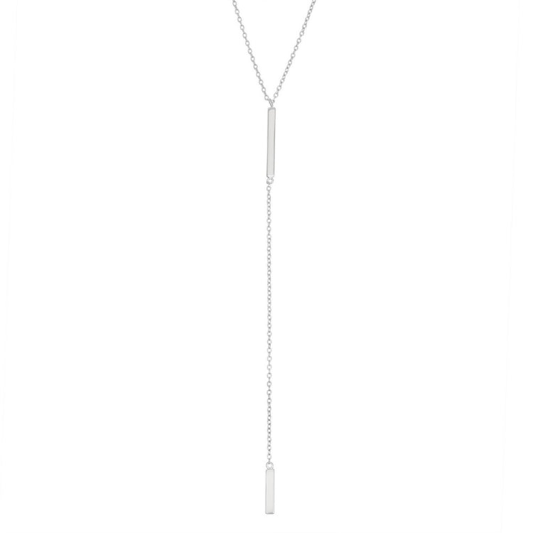 Sterling Silver 18" Extra Long Y Design Double Bar Necklace