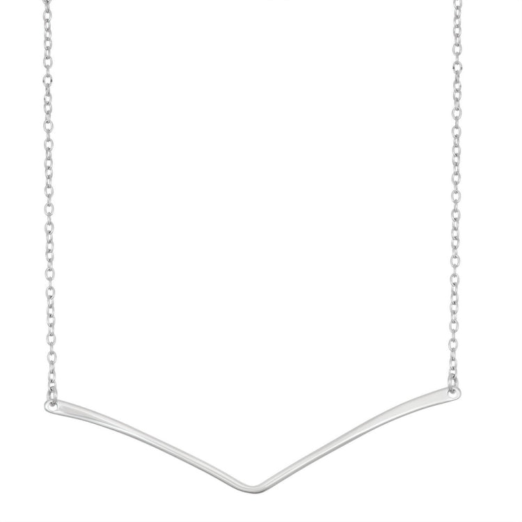 Sterling Silver Thin Boomerang Shaped V Bar Necklace