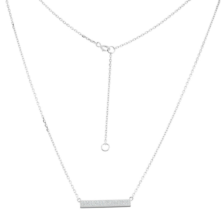 Sterling Silver Double Row CZ Bar Necklace