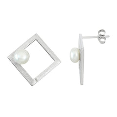 Sterling Silver Open Square with FWP Earrings