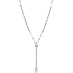 Sterling Silver Multi Strand with Open Chain And Diamond Cut Bead Tassle Necklace