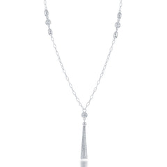 Sterling Silver Diamond Cut Chain And Diamond Cut Bead Tassle Necklace