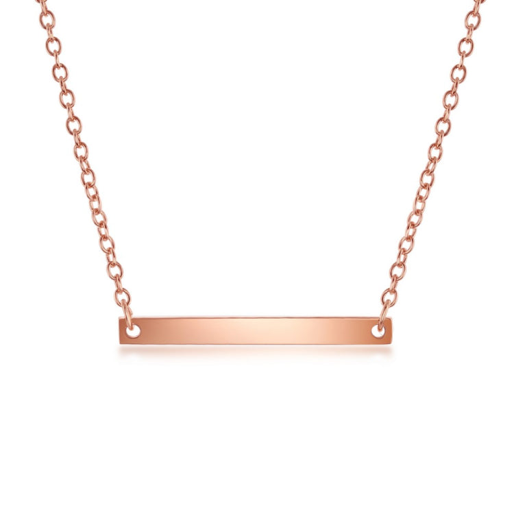 Sterling Silver Small Bar Necklace - Rose Gold Plating