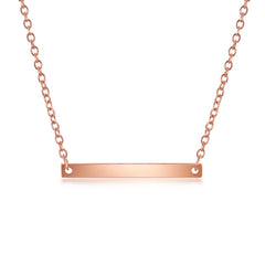 Sterling Silver Small Bar Necklace - Rose Gold Plating