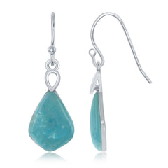 Sterling Silver Diamond Shaped Larimar Dangling Earrings
