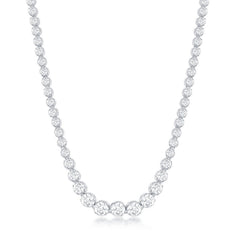 Sterling Silver Prong Set Graduating CZ Tennis Necklace