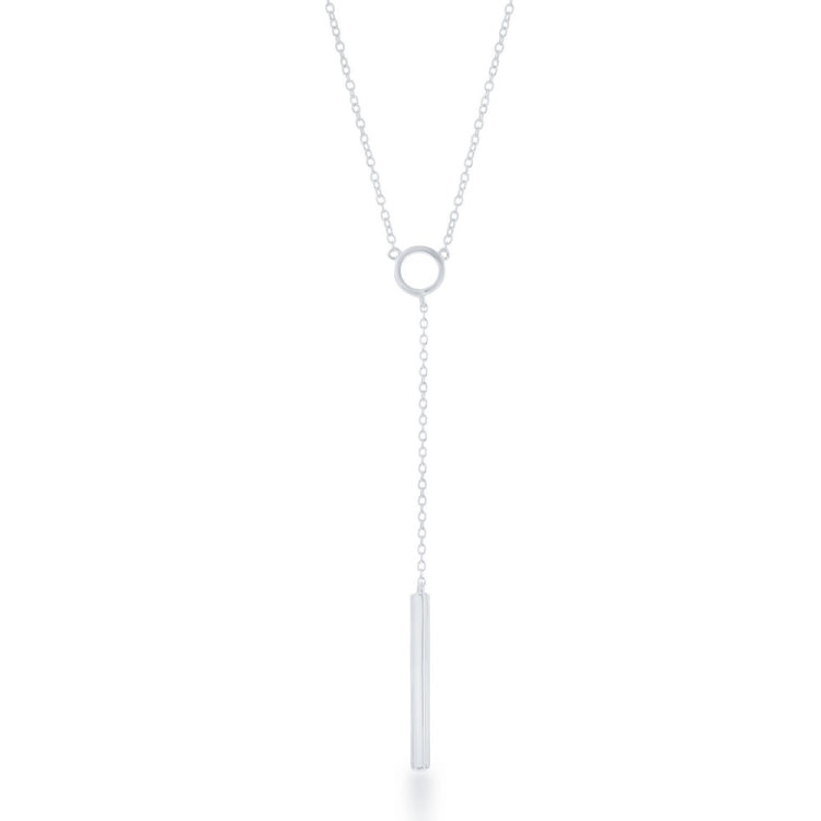 Sterling Silver Small Open Circle with Hanging Bar Necklace