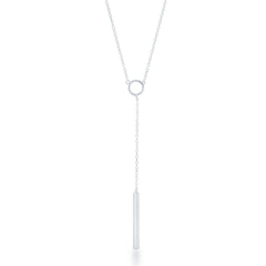 Sterling Silver Small Open Circle with Hanging Bar Necklace