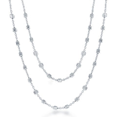 Sterling Silver Double Strand Square Beads Necklace