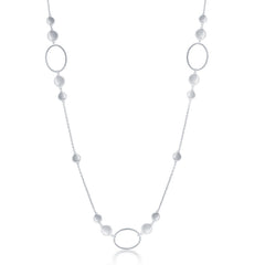 Sterling Silver Open Ovals with Flat Shiny Discs Necklace