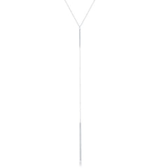 Sterling Silver Small Bar with Long Hanging Chain and Longer Bar Y Necklace