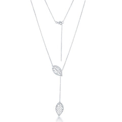 Sterling Silver Open Leaf with Hanging Chain and Leaf Necklace