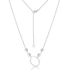 Sterling Silver Open Oval with Flat Shiny Discs Necklace