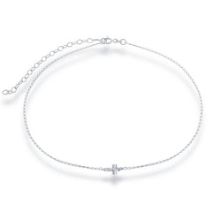 Sterling Silver Center Small Sideways Cross Choker
