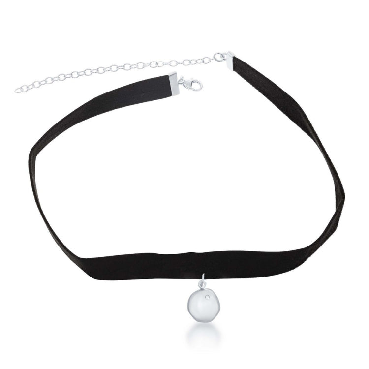Sterling Silver Center Round Irregular Shape with Small CZ Choker