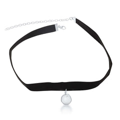Sterling Silver Center Round Irregular Shape with Small CZ Choker
