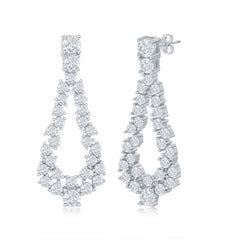 Sterling Silver Open Pearshaped CZ Statement Earrings