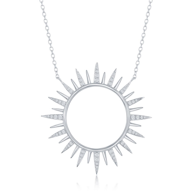 Sterling Silver CZ Sun Necklace