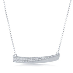 Sterling Silver Half CZ Bar Necklace