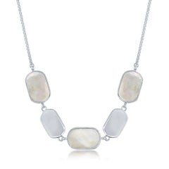 Sterling Silver Alternating Polished and Mother of Pearl Necklace