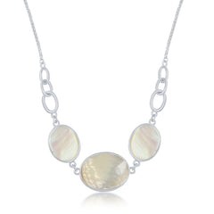 Sterling Silver Mother of Pearl Triple Oval Linked Necklace