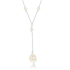 Sterling Silver Freshwater Pearl 'Y' Design Lariat Necklace