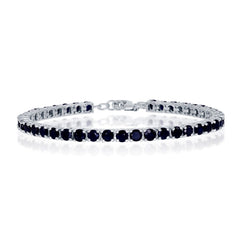 Sterling Silver 4mm Round 13.07cttw Sapphire Gemstone Tennis Bracelet