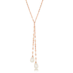 Sterling Silver Rose Gold Plated Mirror Chain with FWP Lariat Necklace