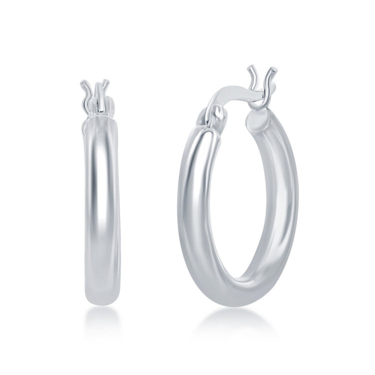 Sterling Silver 3x20mm High-Polished Hoop Earrings