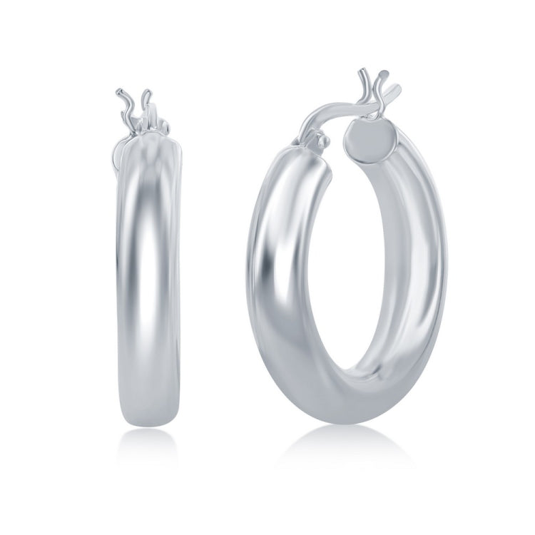 Sterling Silver 5x25mm High-Polished Hoop Earrings