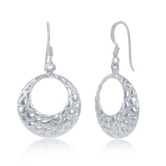 Sterling Silver Open Circle Hammerd Earrings