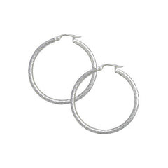 Sterling Silver Diamond Cut Hoop Earrings