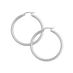 Sterling Silver Diamond Cut Hoop Earrings