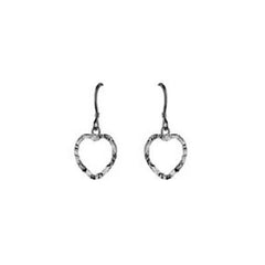 Sterling Silver Hammered Heart Earrings
