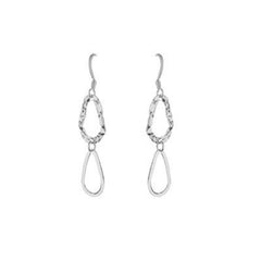 Sterling Silver Hammered and Regular Teardrop Shape Earrings
