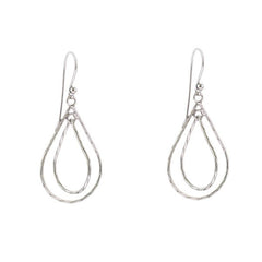 (SPECIAL ORD) Sterling Silver Double Teardrop Shape Dangling Earrings