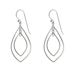 Sterling Silver Double Twisted Teardrop Shape Dangling Earrings